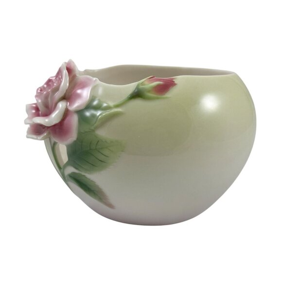 Franz Collection Porcelain Pink Garden Rose Bowl Candleholder Roses FZ00242 - Picture 2 of 9